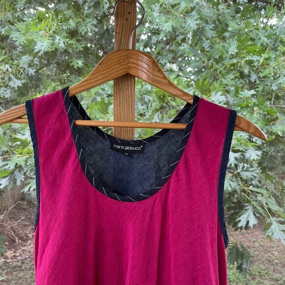 Mara Gibbucci Women's 100% Linen Sleeveless Colorblock Dress Size M - Picture 3 of 8